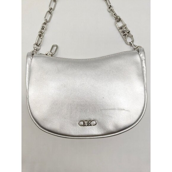 MICHAEL KORS Kendall leather chain link pouchette bracelet small bag - Silver - Picture 3 of 8